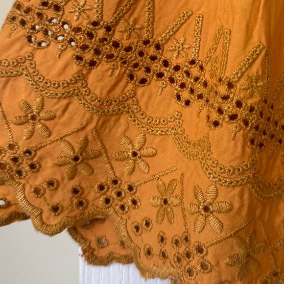 FREE PEOPLE RUFFLE EYELET TOP. MERCI BEAUCOUP BELL SLEEVE BLOUSE. EXCELLENT COND - Picture 11 of 16